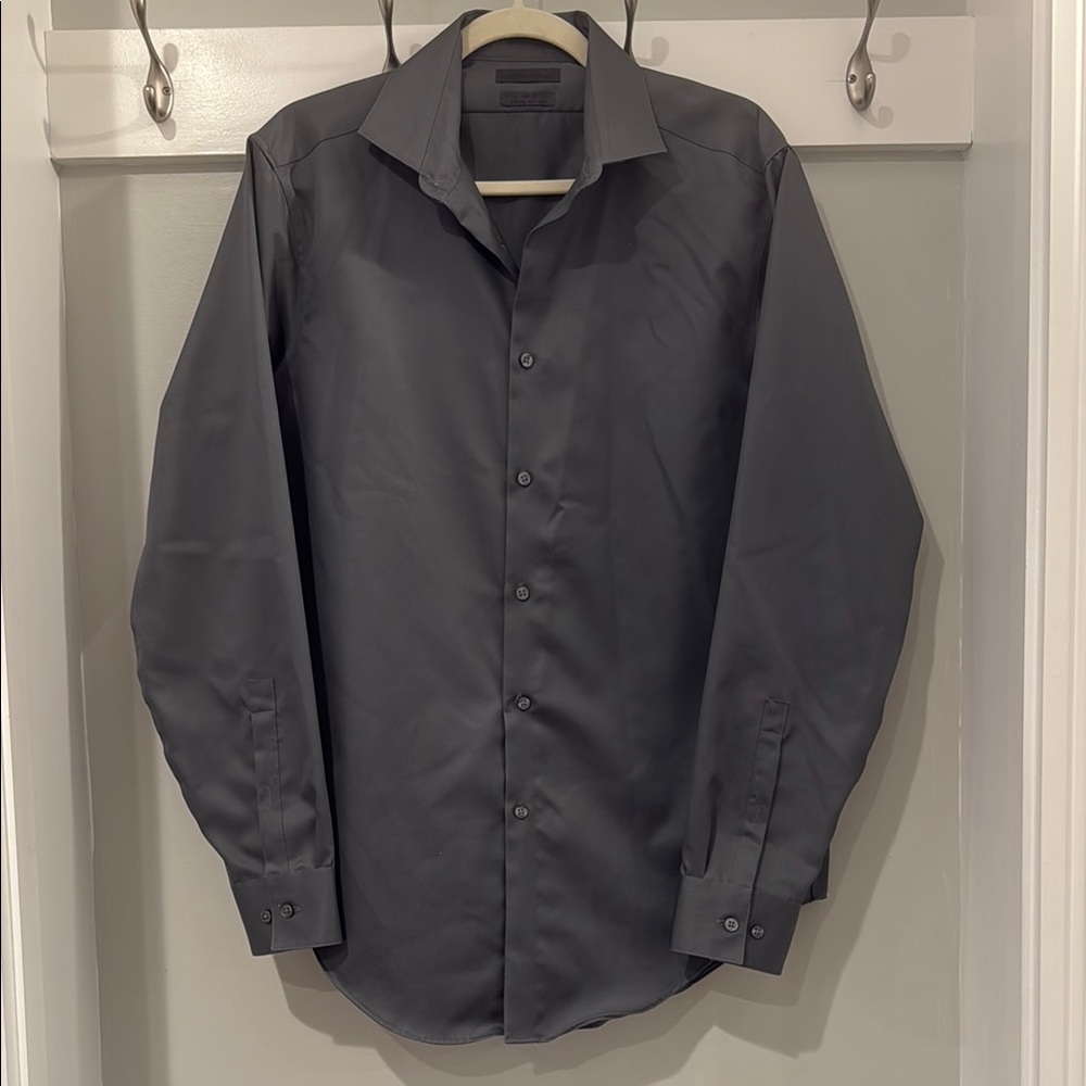 Calvin Klein Gray Dress Shirt Classic Business Style